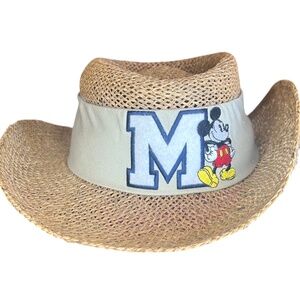 Vintage 90s Disneyland Resort Walt Disney Mickey Mouse Brimmed Straw Hat